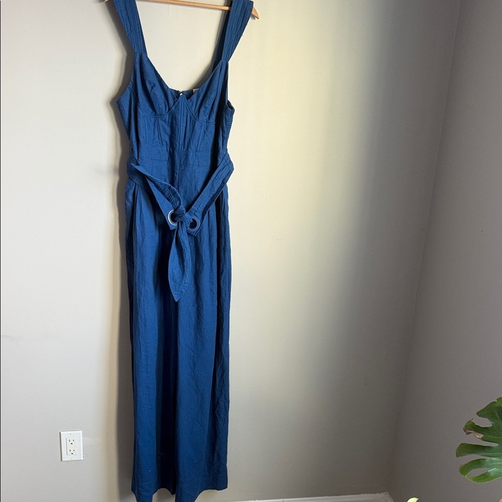 NEW Farm Rio Wide-Leg Belted Linen Viscose Jumpsuit Large - Picture 2 of 12